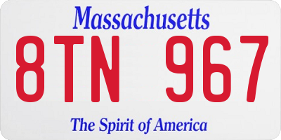 MA license plate 8TN967
