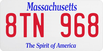 MA license plate 8TN968