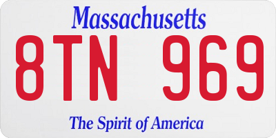 MA license plate 8TN969