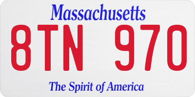 MA license plate 8TN970