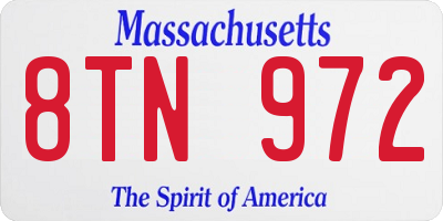 MA license plate 8TN972