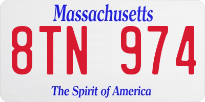 MA license plate 8TN974