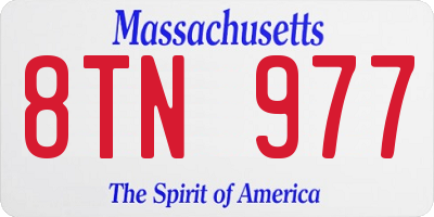 MA license plate 8TN977