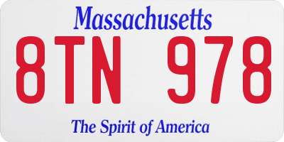 MA license plate 8TN978