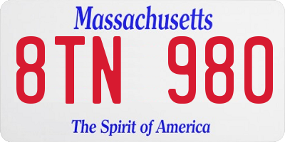 MA license plate 8TN980