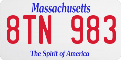 MA license plate 8TN983