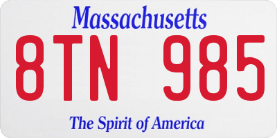 MA license plate 8TN985
