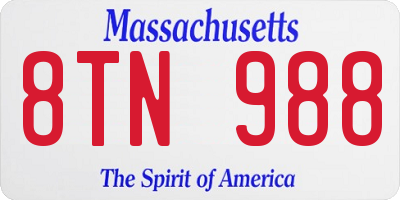 MA license plate 8TN988