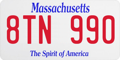 MA license plate 8TN990