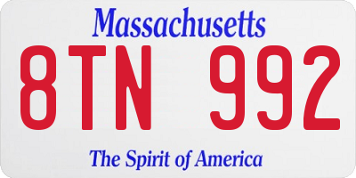 MA license plate 8TN992