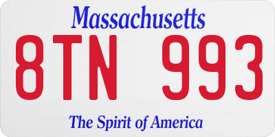 MA license plate 8TN993