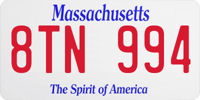 MA license plate 8TN994