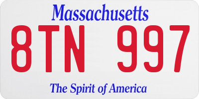 MA license plate 8TN997