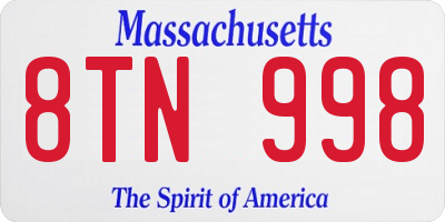 MA license plate 8TN998