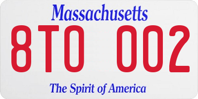 MA license plate 8TO002