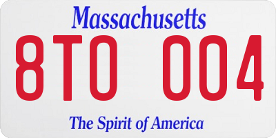 MA license plate 8TO004