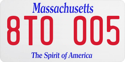 MA license plate 8TO005