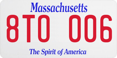 MA license plate 8TO006