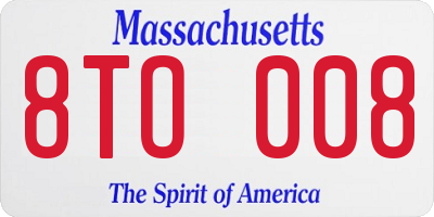 MA license plate 8TO008