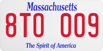 MA license plate 8TO009