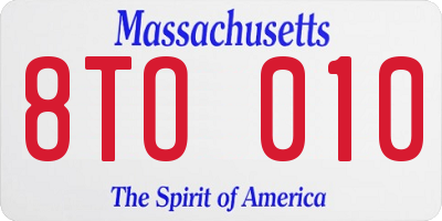 MA license plate 8TO010