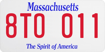 MA license plate 8TO011