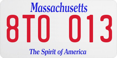 MA license plate 8TO013
