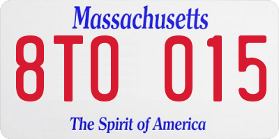 MA license plate 8TO015