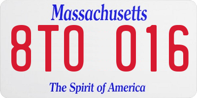 MA license plate 8TO016