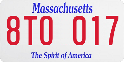 MA license plate 8TO017