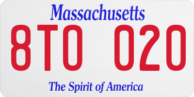 MA license plate 8TO020