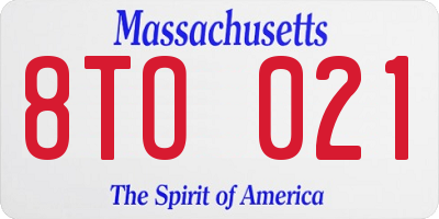 MA license plate 8TO021