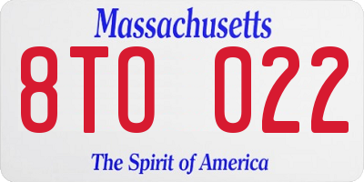 MA license plate 8TO022