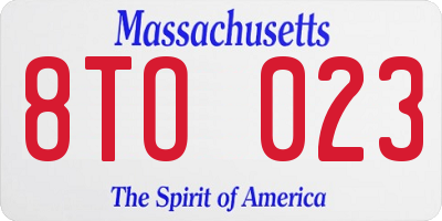 MA license plate 8TO023