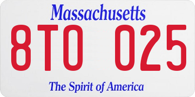 MA license plate 8TO025