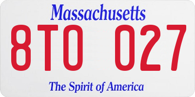 MA license plate 8TO027