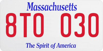 MA license plate 8TO030