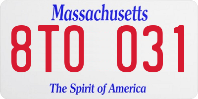 MA license plate 8TO031