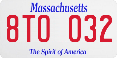 MA license plate 8TO032