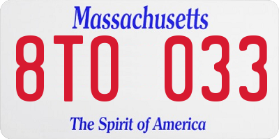 MA license plate 8TO033