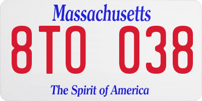 MA license plate 8TO038