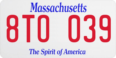 MA license plate 8TO039