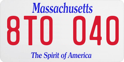 MA license plate 8TO040