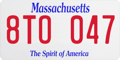 MA license plate 8TO047