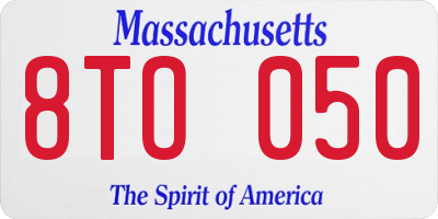MA license plate 8TO050