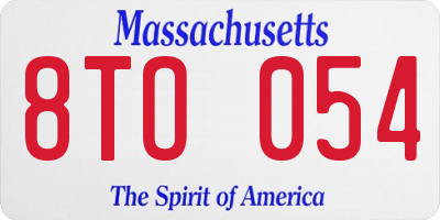 MA license plate 8TO054