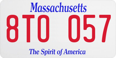 MA license plate 8TO057