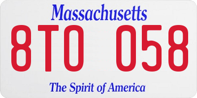 MA license plate 8TO058