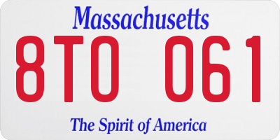 MA license plate 8TO061