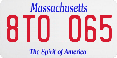 MA license plate 8TO065
